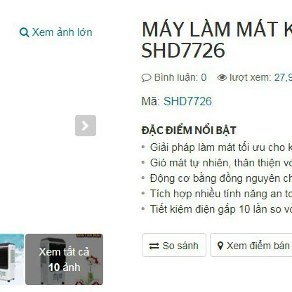 Máy Làm Mát Không Khí Sunhouse SHD7726